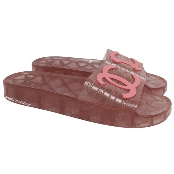 chanel clear slides pink